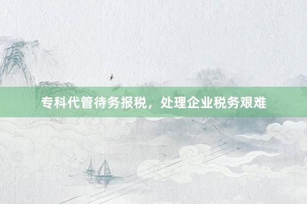 专科代管待务报税，处理企业税务艰难